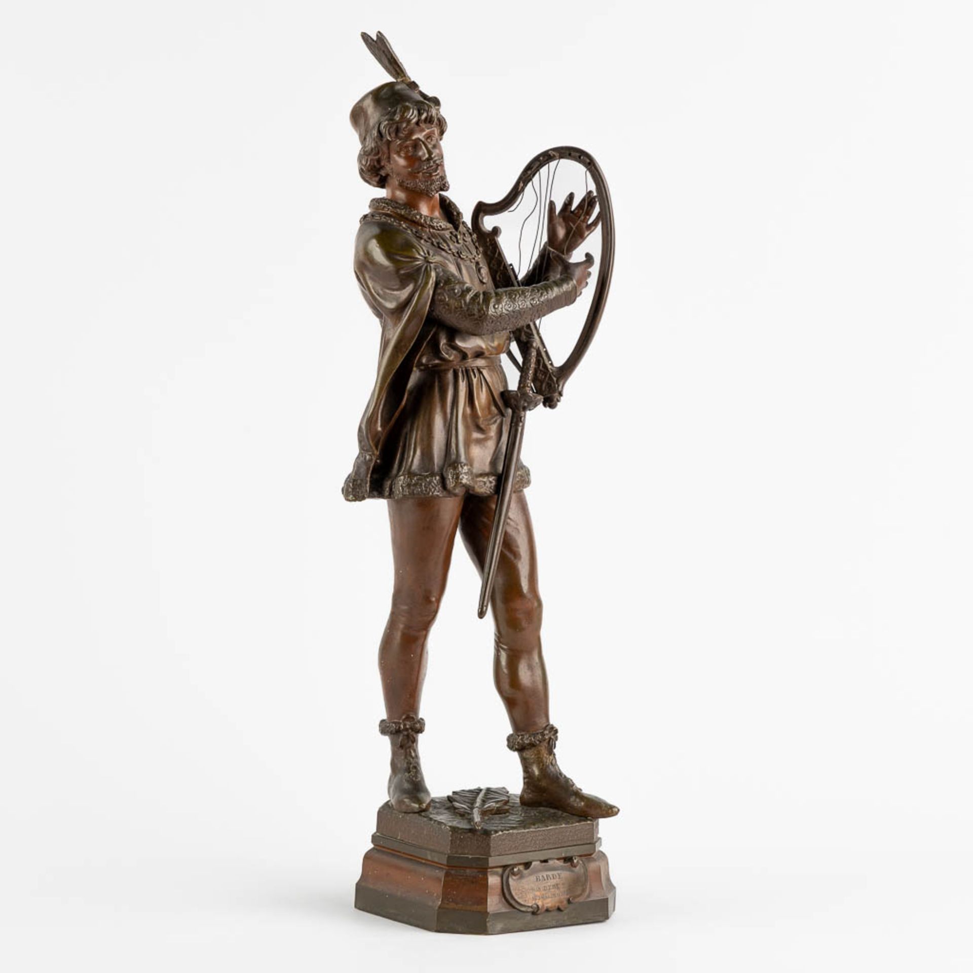 Marcel DÉBUT (1865-1933) 'Barde' patinated bronze. (L:16 x W:12 x H:53 cm)