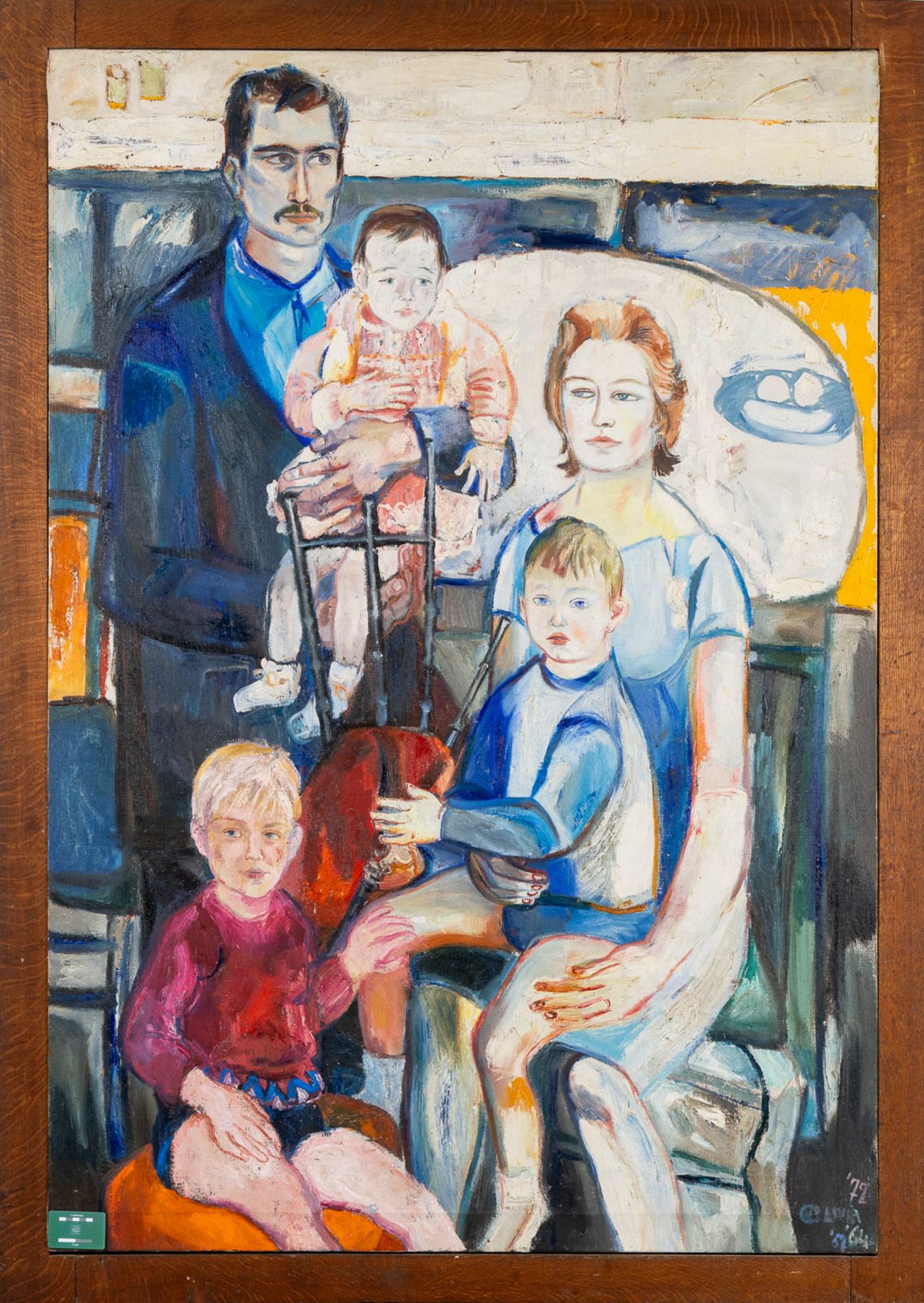 Livia CANESTRARO (1936) 'Family of 5', oil on canvas. 1964-1967-1972. (W:124 x H:181 cm) - Image 2 of 9