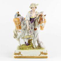 Scheibe-Alsbach 'La Laitière' D'après Greuze, polychrome porcelain, Saxony, Germany. (L:21 x W:23 x