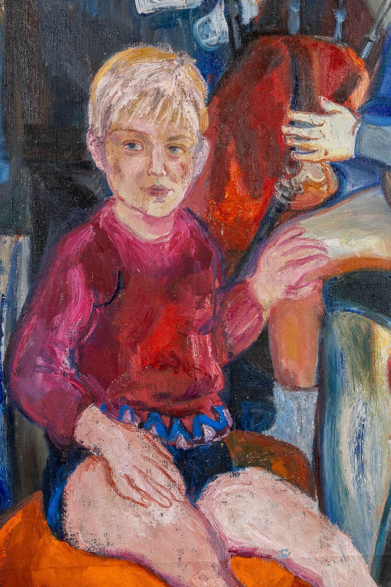 Livia CANESTRARO (1936) 'Family of 5', oil on canvas. 1964-1967-1972. (W:124 x H:181 cm) - Image 6 of 9