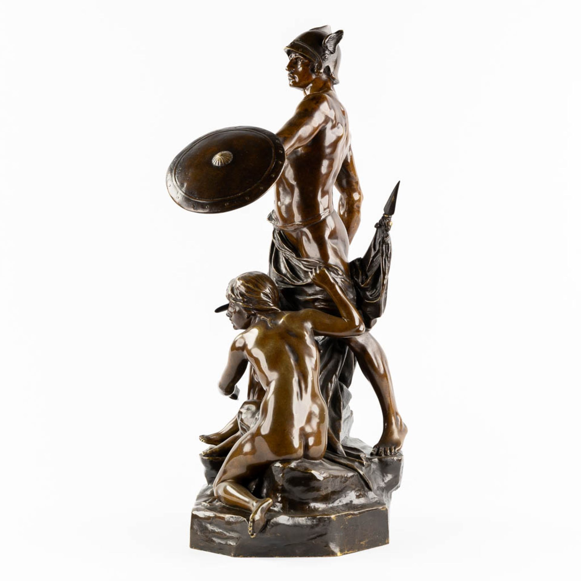 Emile Louis PICAULT (1833-1915) 'Défense Du Foyer', patinated bronze. (L:32 x W:31 x H:69 cm) - Bild 4 aus 12