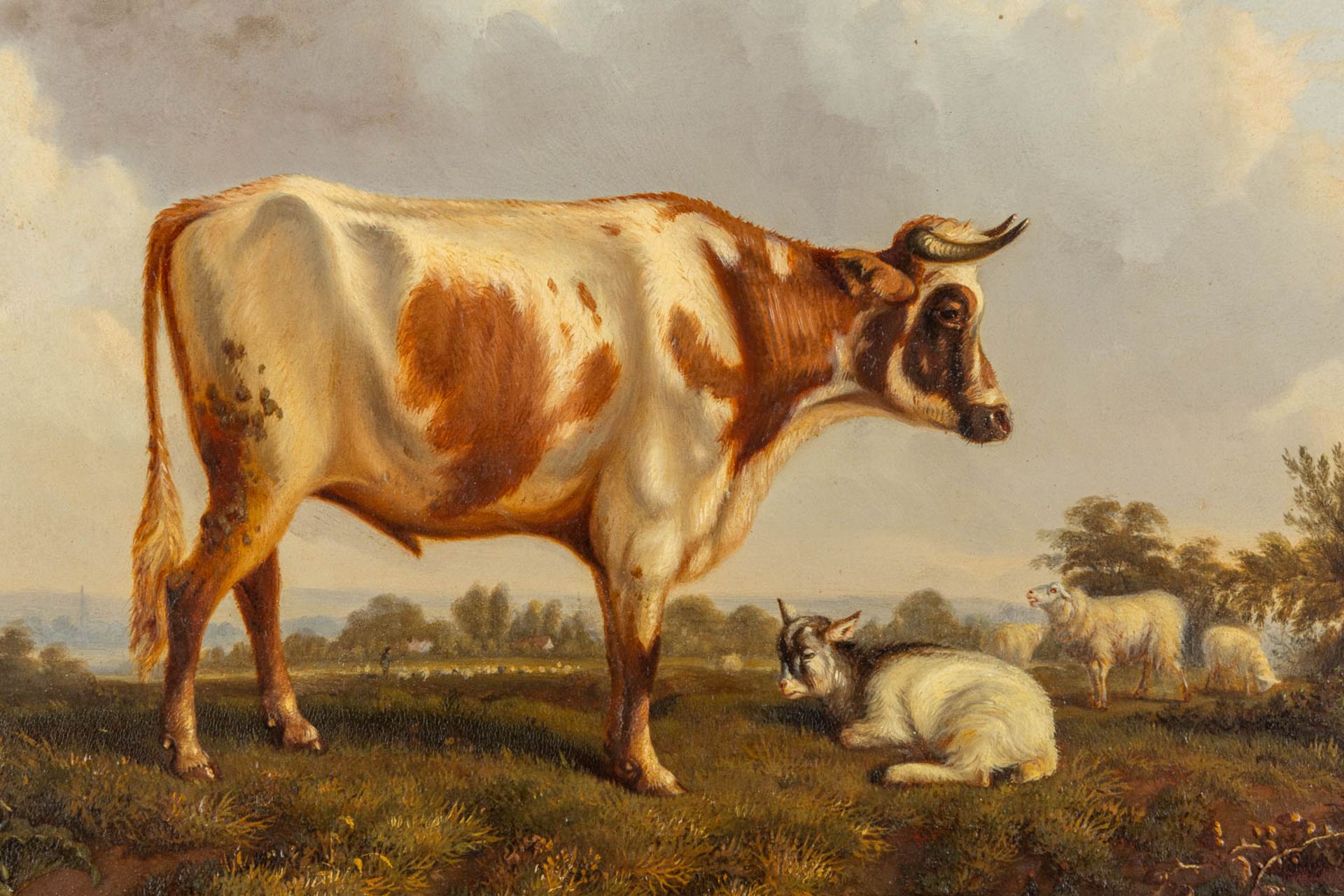 J. VOJAVE (XIX) 'Cow and sheep' oil on a mahogany panel. 1851. (W:40 x H:30,5 cm) - Image 4 of 9