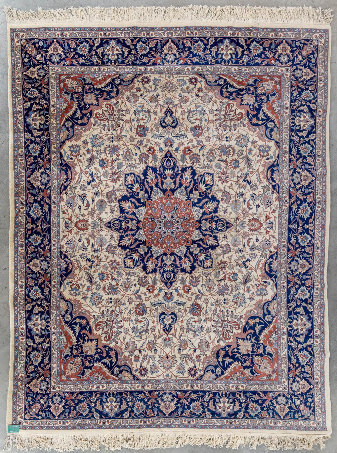 An Oriental hand-made carpet, Isfahan. (L:312 x W:250 cm) - Image 2 of 9