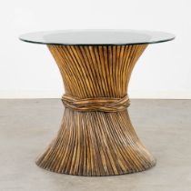 John MCGUIRE (1920-2013)(Attr.) 'Faux Bamboo' table with a glass top. (H:74 x D:90 cm)
