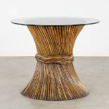 John MCGUIRE (1920-2013)(Attr.) 'Faux Bamboo' table with a glass top. (H:74 x D:90 cm)