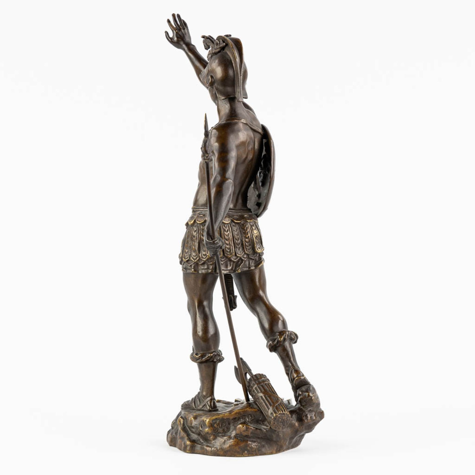 Désiré GRISARD (1872-?) 'Victorious' patinated bronze. (L:14 x W:25 x H:40 cm) - Image 4 of 14
