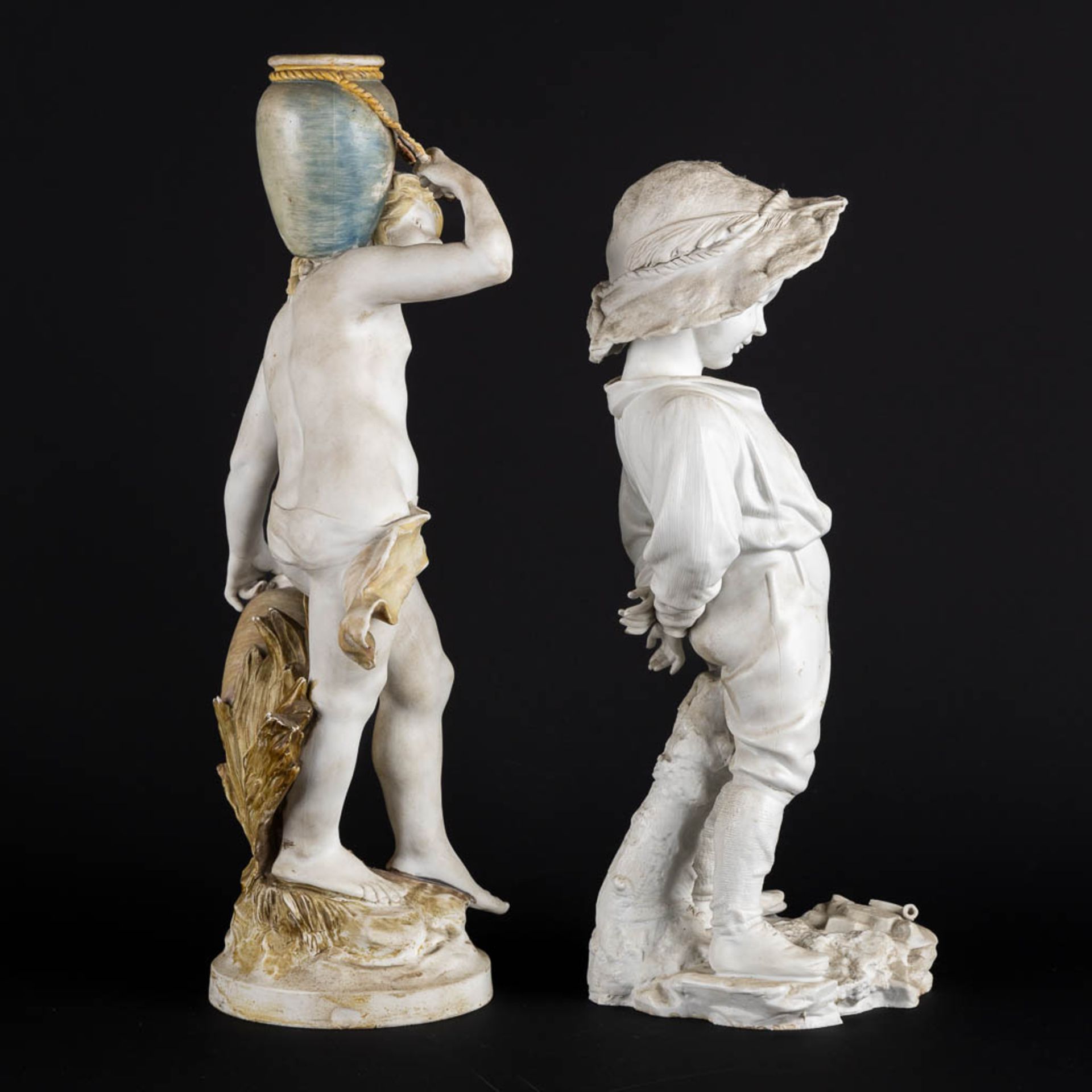 Auguste MOREAU (1834-1917) 'Two figurines' porcelain, Sèvres marks. (H:43 cm) - Image 4 of 15