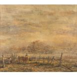 Leon ENGELEN (1943) 'Cattle in the mist' oil on canvas. (W:80 x H:70 cm)