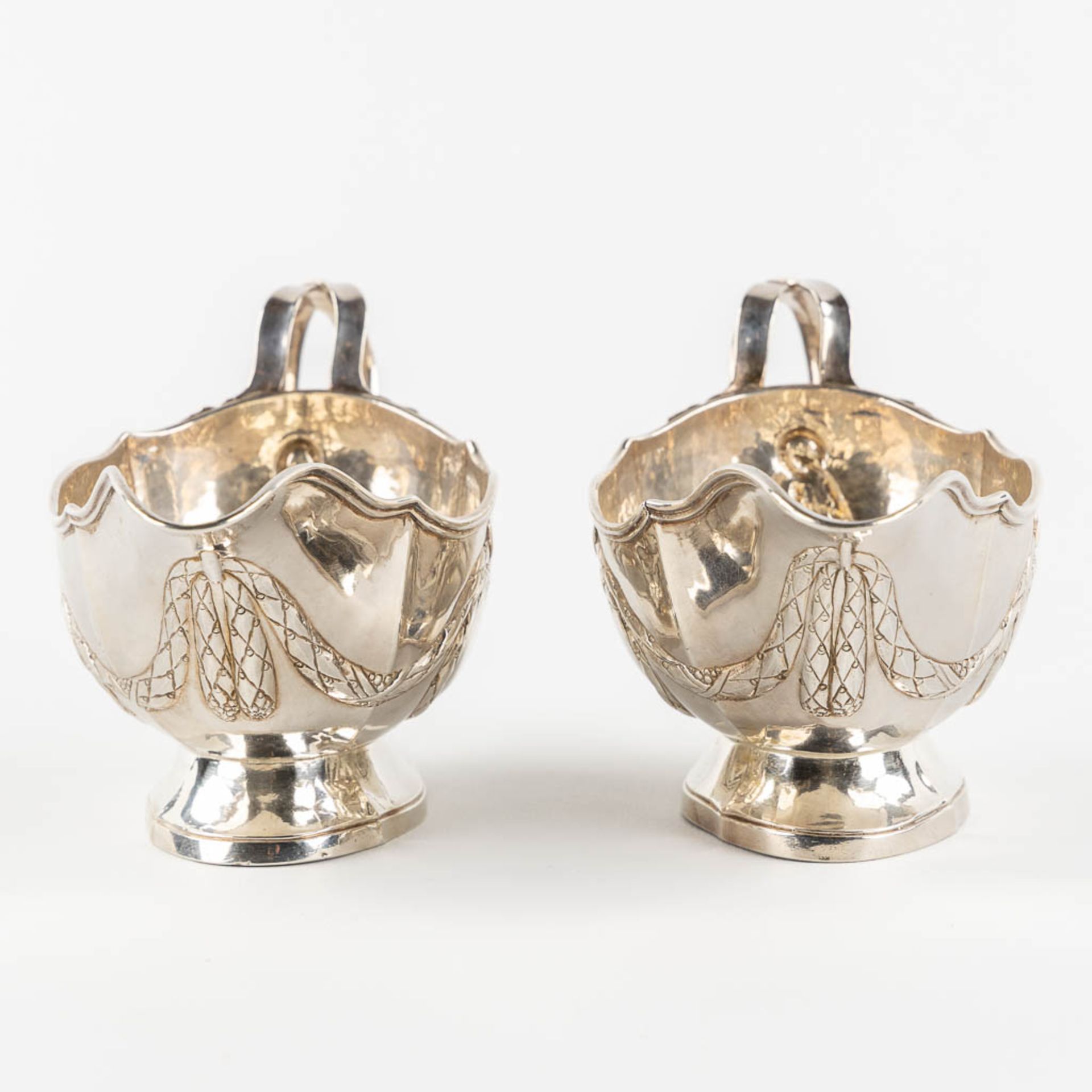 A pair of saucers, silver, Louis XVI. 'Master with the three nails, Brussels, 1781. 18th C. (L:9,5 x - Image 6 of 11