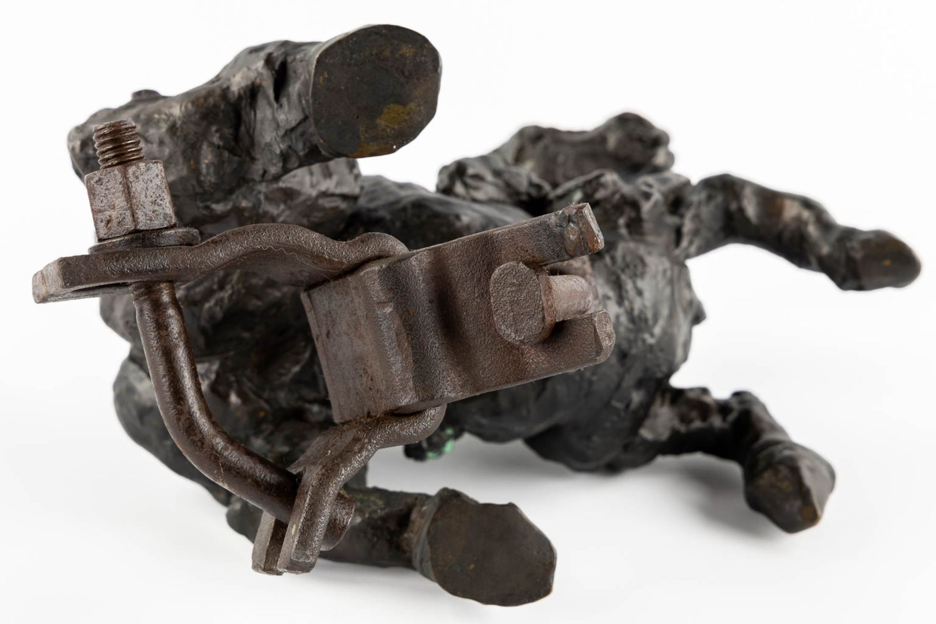 P. LAMBERT (XX) 'Riding a horse' patinated bronze, Ducros Foundry Mark. (L:15 x W:27 x H:28 cm) - Image 10 of 11