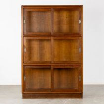 An antique library or display cabinet with sliding glass doors, circa 1920. (L:39 x W:120 x H:183 cm