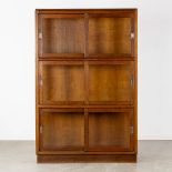 An antique library or display cabinet with sliding glass doors, circa 1920. (L:39 x W:120 x H:183 cm