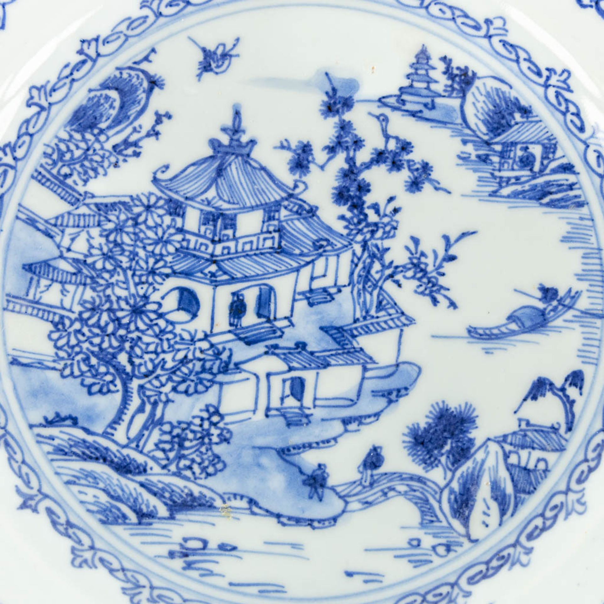 Eleven pieces of Chinese porcelain plates, blue-white decor. (D:24 cm) - Bild 4 aus 7