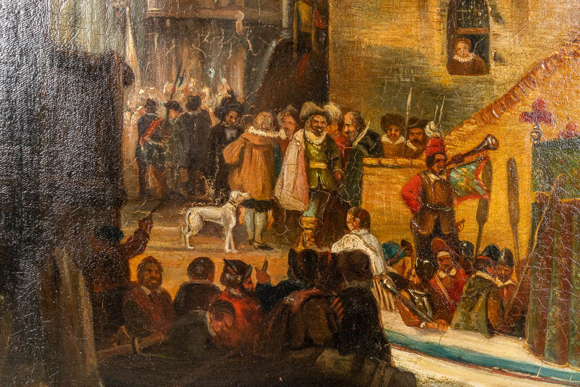 After Jan Michiel RUYTEN (1813-1881) 'Return to a Dutch city' oil on panel. Circa 1950. (W:82 x H:96 - Bild 8 aus 10