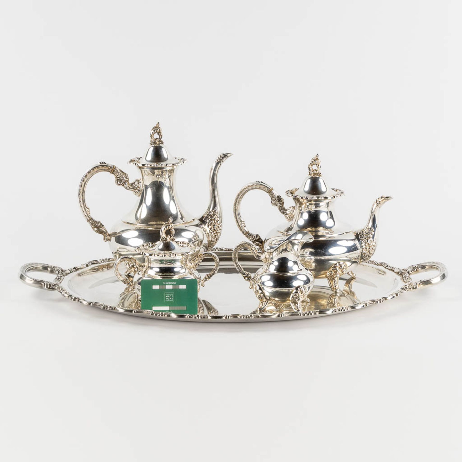 A Coffee and Tea service with a platter, silver, Germany. 925/1000. 4,049kg. (L:44,5 x W:69 cm) - Bild 2 aus 18