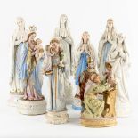 Nine bisque porcelain figurines of Saints, Madonna's. 20th C. (H:48 cm)