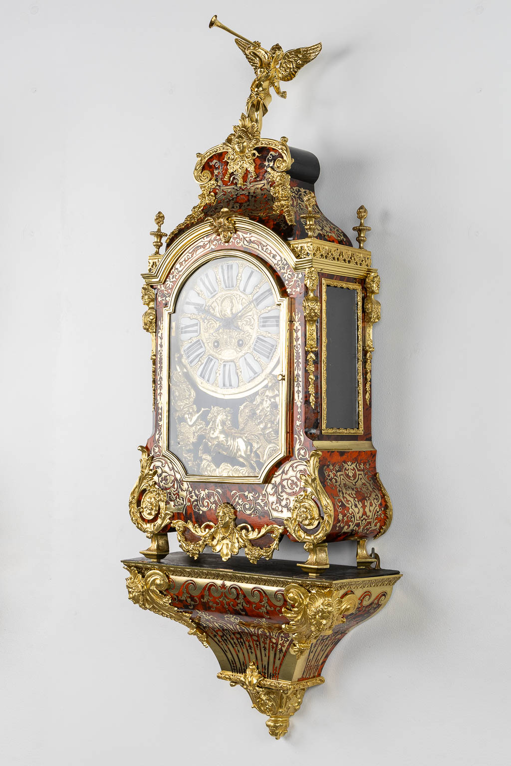 A cartel clock on a stand, tortoiseshell inlay mounted with gilt bronze. Japy Frères, 19th C. (L:17 - Image 3 of 13