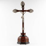 An exceptional crucifix, ebonised wood, tortoise shell inlay and silver-plated metal. 17th/18th C. (