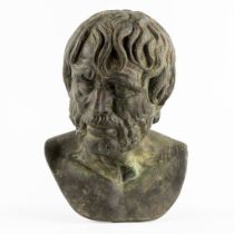 Bust of 'Pseudo-Seneca', patinated bronze. 19th C. (L:24 x W:29 x H:40 cm)