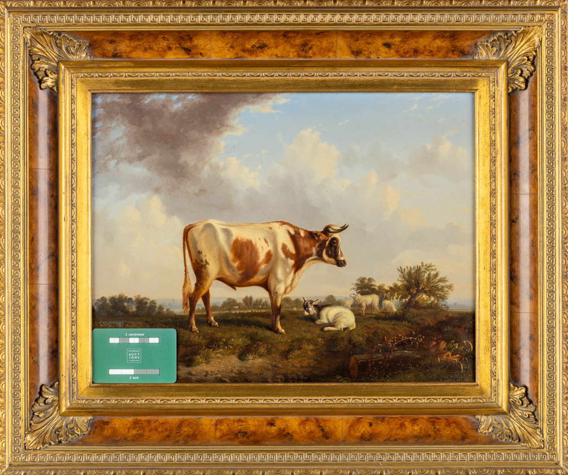 J. VOJAVE (XIX) 'Cow and sheep' oil on a mahogany panel. 1851. (W:40 x H:30,5 cm) - Bild 2 aus 9