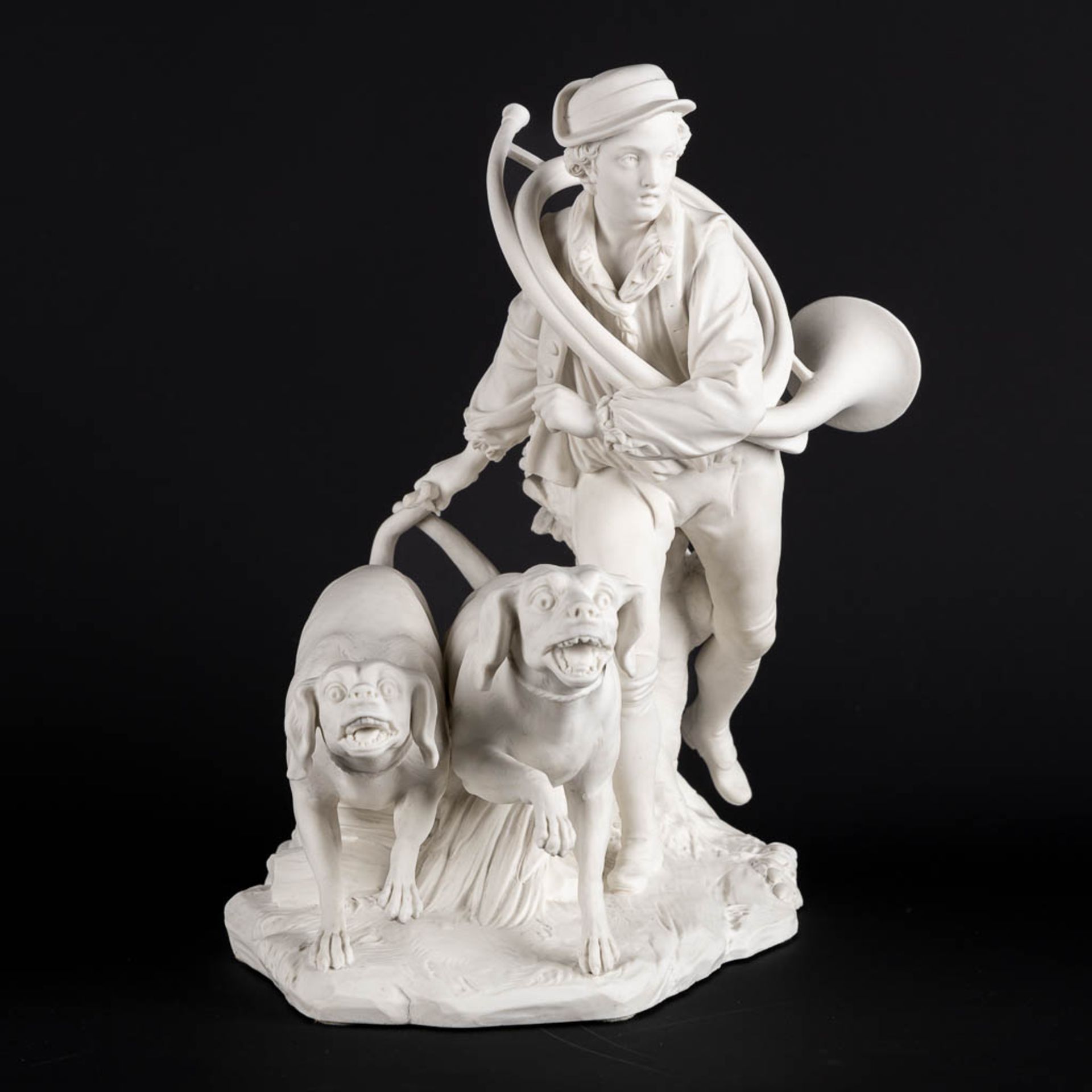 A bisque porcelain group 'The Hunt', Sèvres. 1913. (L:28 x W:34 x H:26 cm) - Image 6 of 10