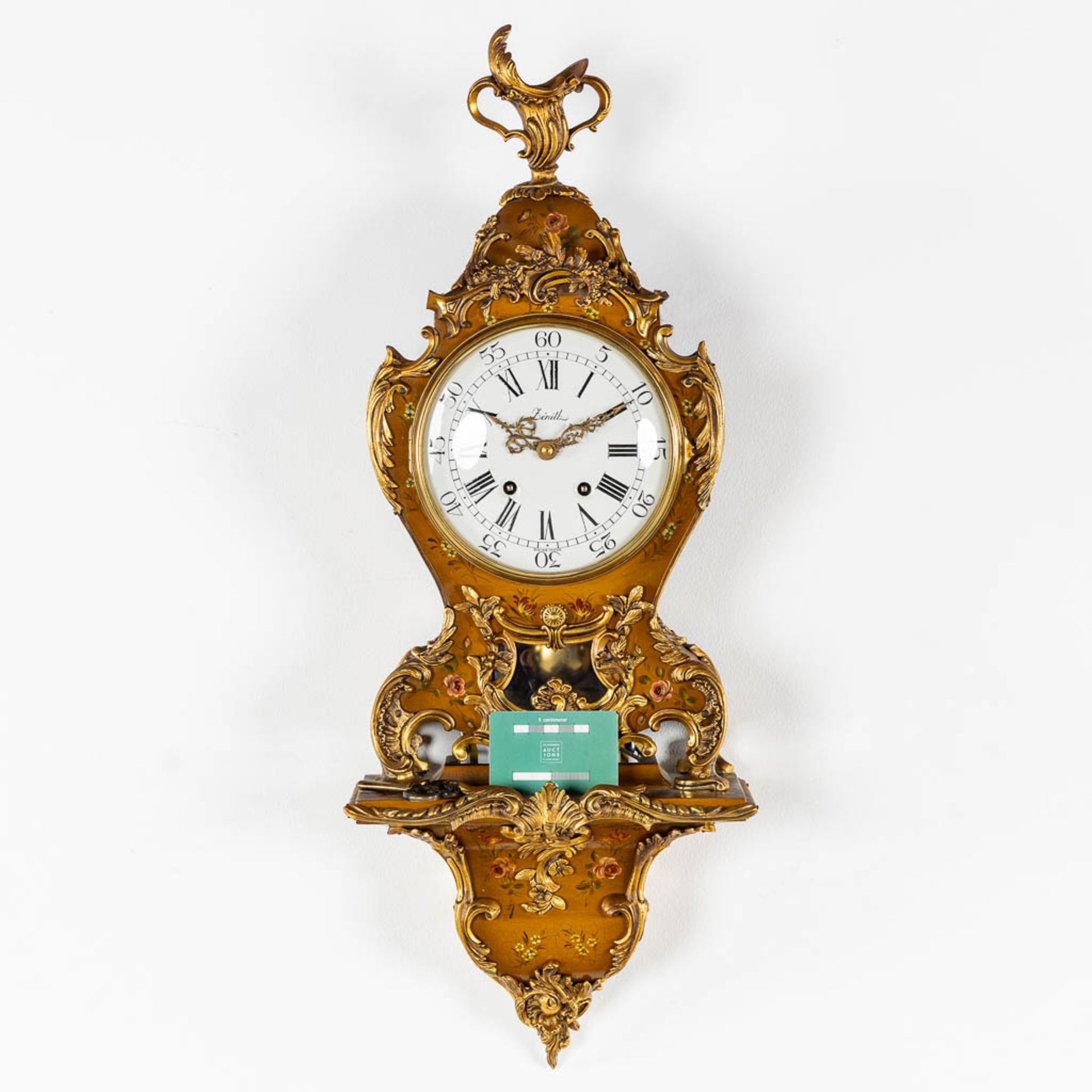 Zenith, a cartel clock. Wood with a hand-painted decor, gilt bronze mounted in louis XV style. (W:27 - Bild 2 aus 11