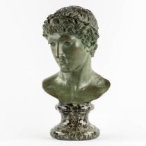 Head Of An Athlete' patinated bronze. Musée Nationaux France. (L:20 x W:24 x H:44 cm)