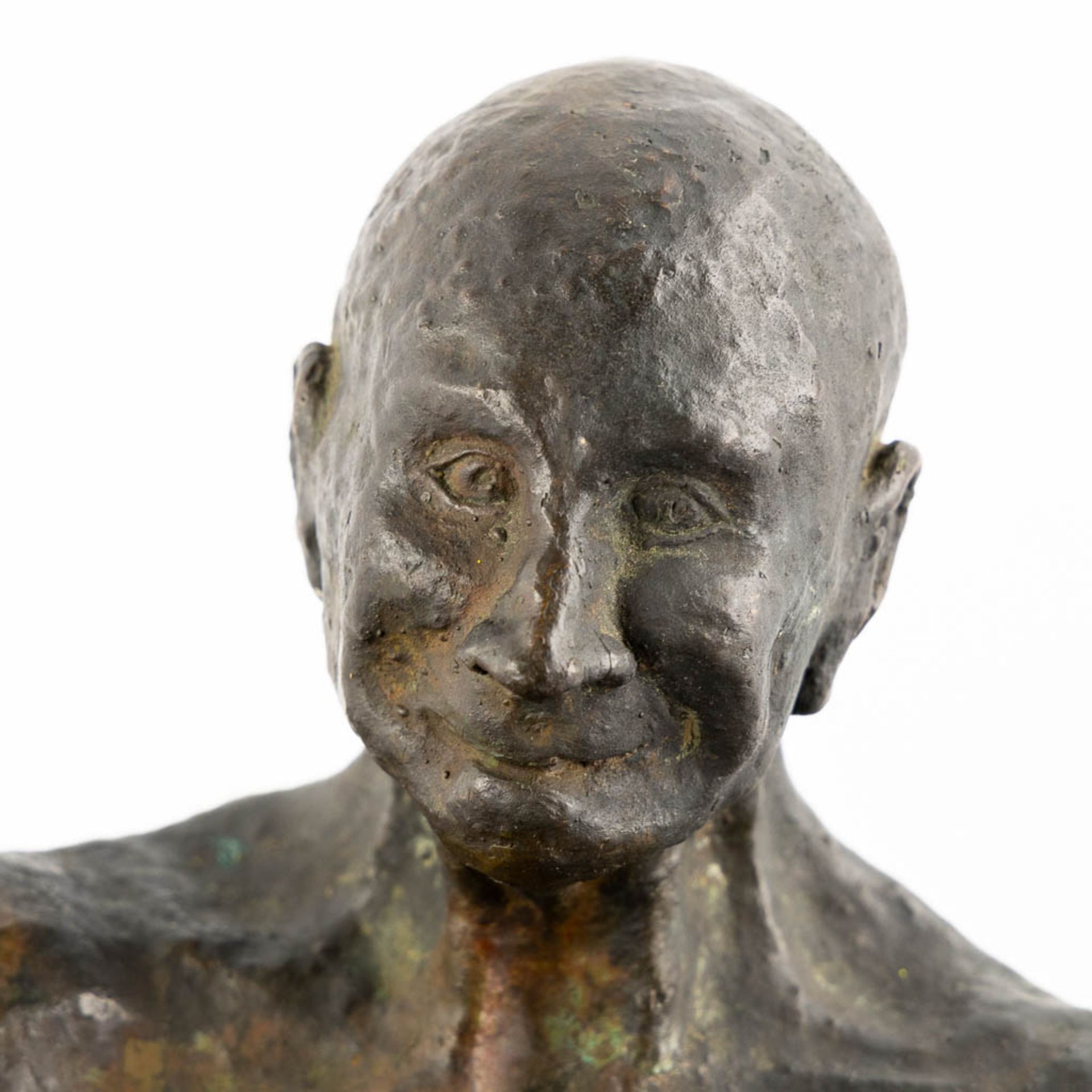 An Exposed Male figure' patinated bronze. (L:22 x W:30 x H:29 cm) - Image 6 of 9