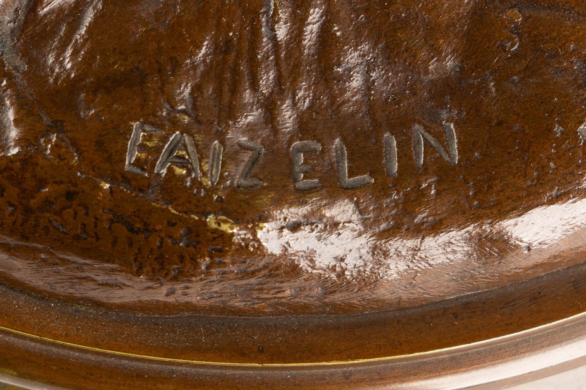 Eugène Antoine AIZELIN (1821-1902) 'Faucheur' patinated bronze. (L:28 x W:38 x H:70 cm) - Image 10 of 13