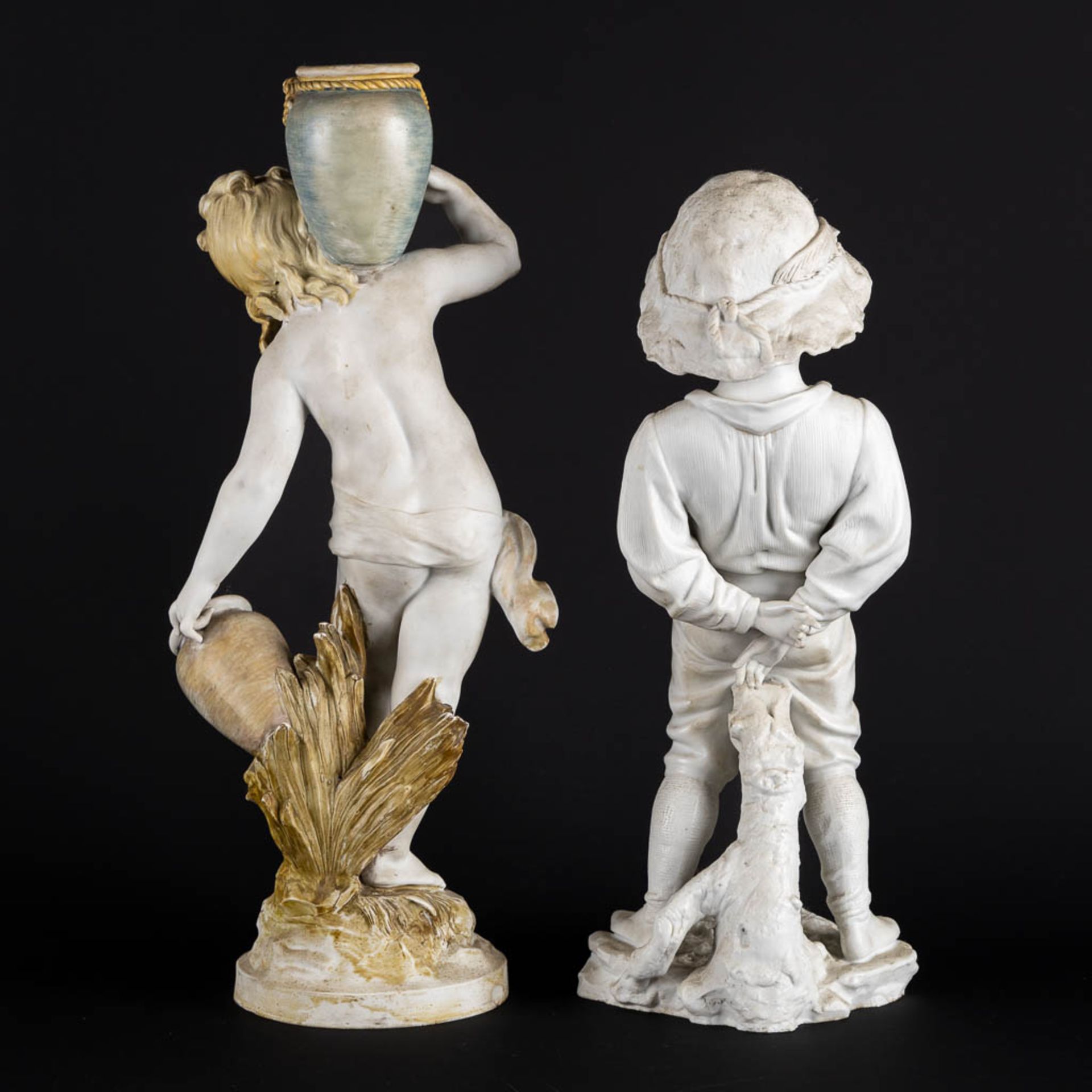 Auguste MOREAU (1834-1917) 'Two figurines' porcelain, Sèvres marks. (H:43 cm) - Image 5 of 15