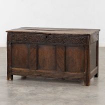 An antique wood-sculptured chest, 18th C. (L:52 x W:98 x H:56 cm)