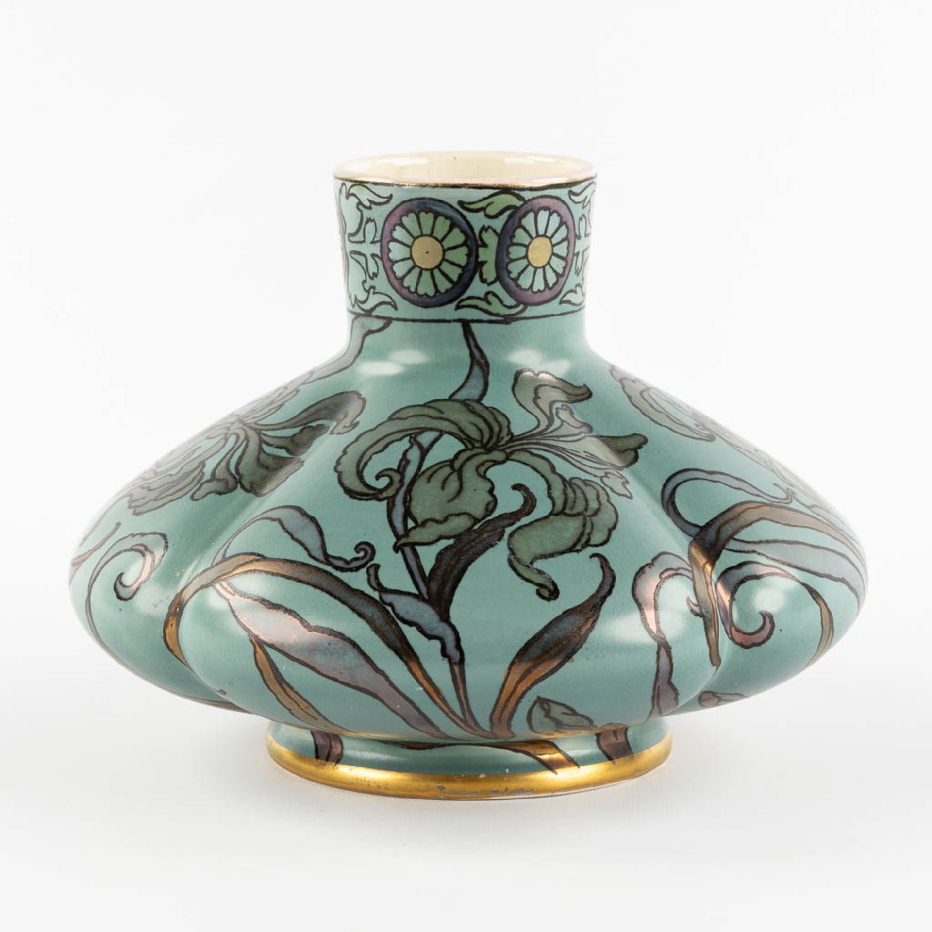 Boch Frères, Keramis, vase with a luster glaze, Art Nouveau. (H:18 x D:24 cm) - Image 6 of 11