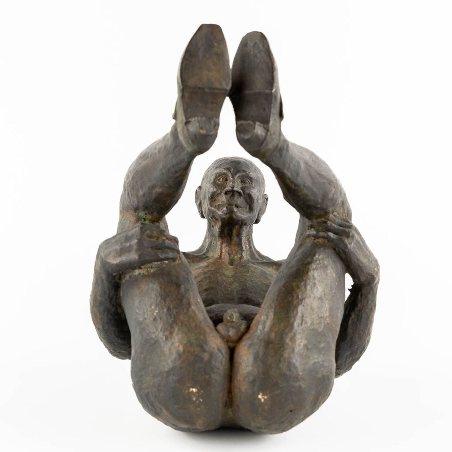 An Exposed Male figure' patinated bronze. (L:22 x W:30 x H:29 cm) - Image 9 of 9
