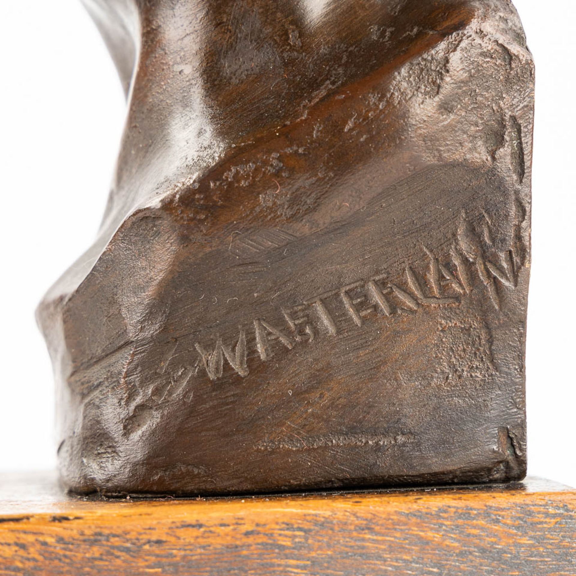 Georges WASTERLAIN (1889-1963) 'Mineur' patinated bronze. (L:11 x W:13 x H:26,5 cm) - Image 10 of 11