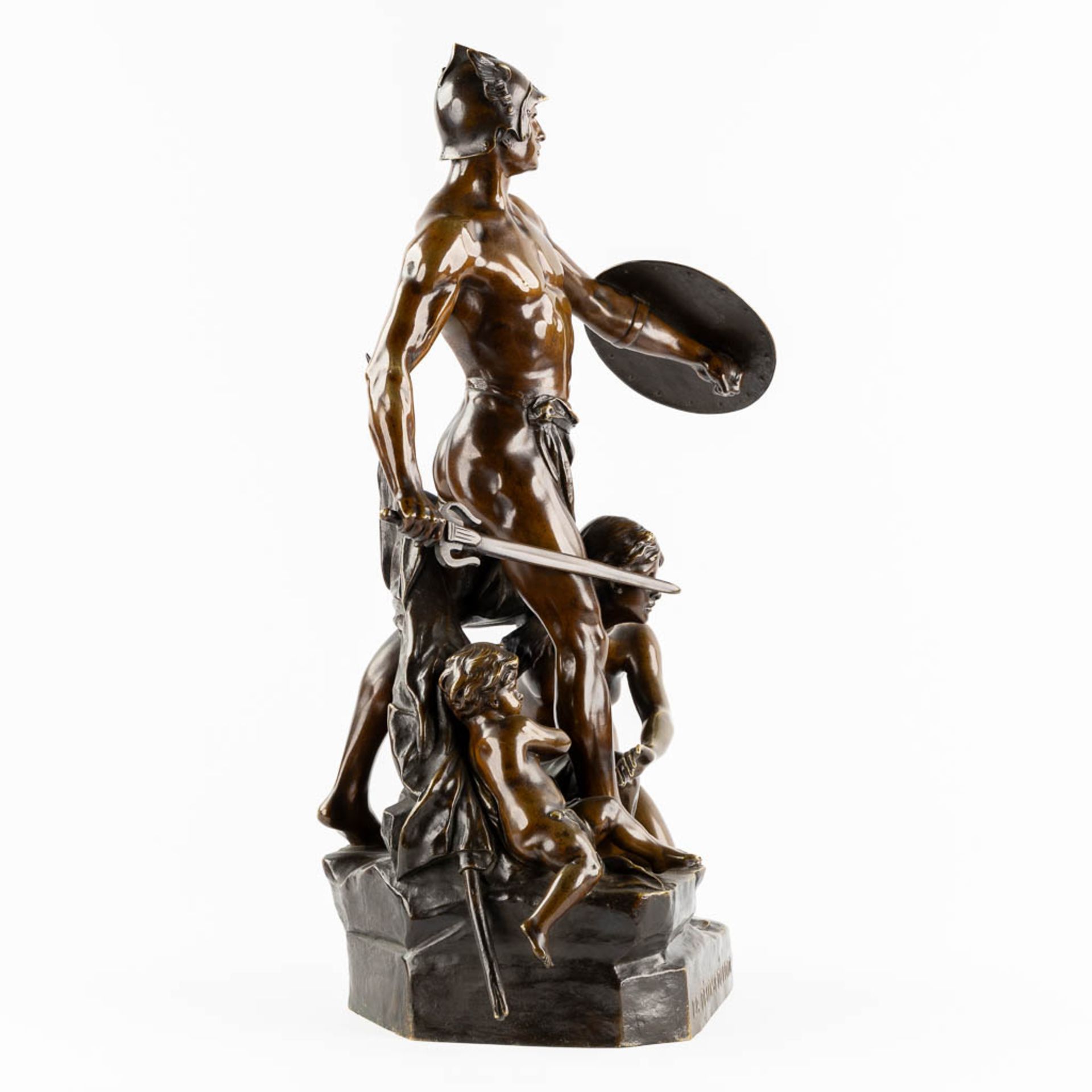 Emile Louis PICAULT (1833-1915) 'Défense Du Foyer', patinated bronze. (L:32 x W:31 x H:69 cm) - Image 7 of 12
