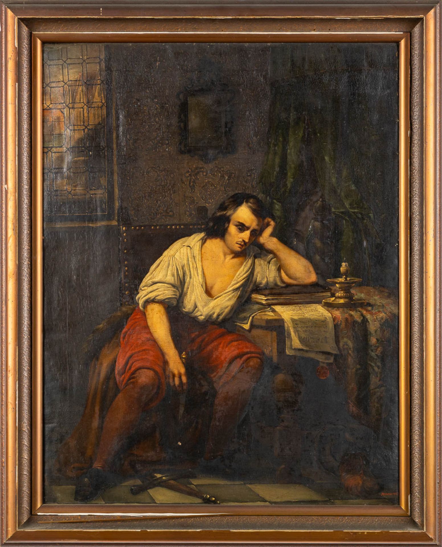 Auguste PIRON (1816-1895) 'Le Lettre' oil on canvas. 1843. (W:69 x H:90 cm) - Image 3 of 10