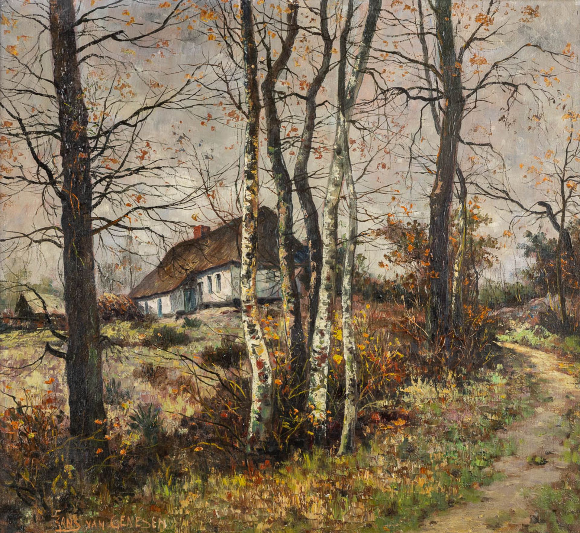 Franz VAN GENESEN (1887-1945) 'View on a farmhouse' oil on canvas. (W:60 x H:55 cm)