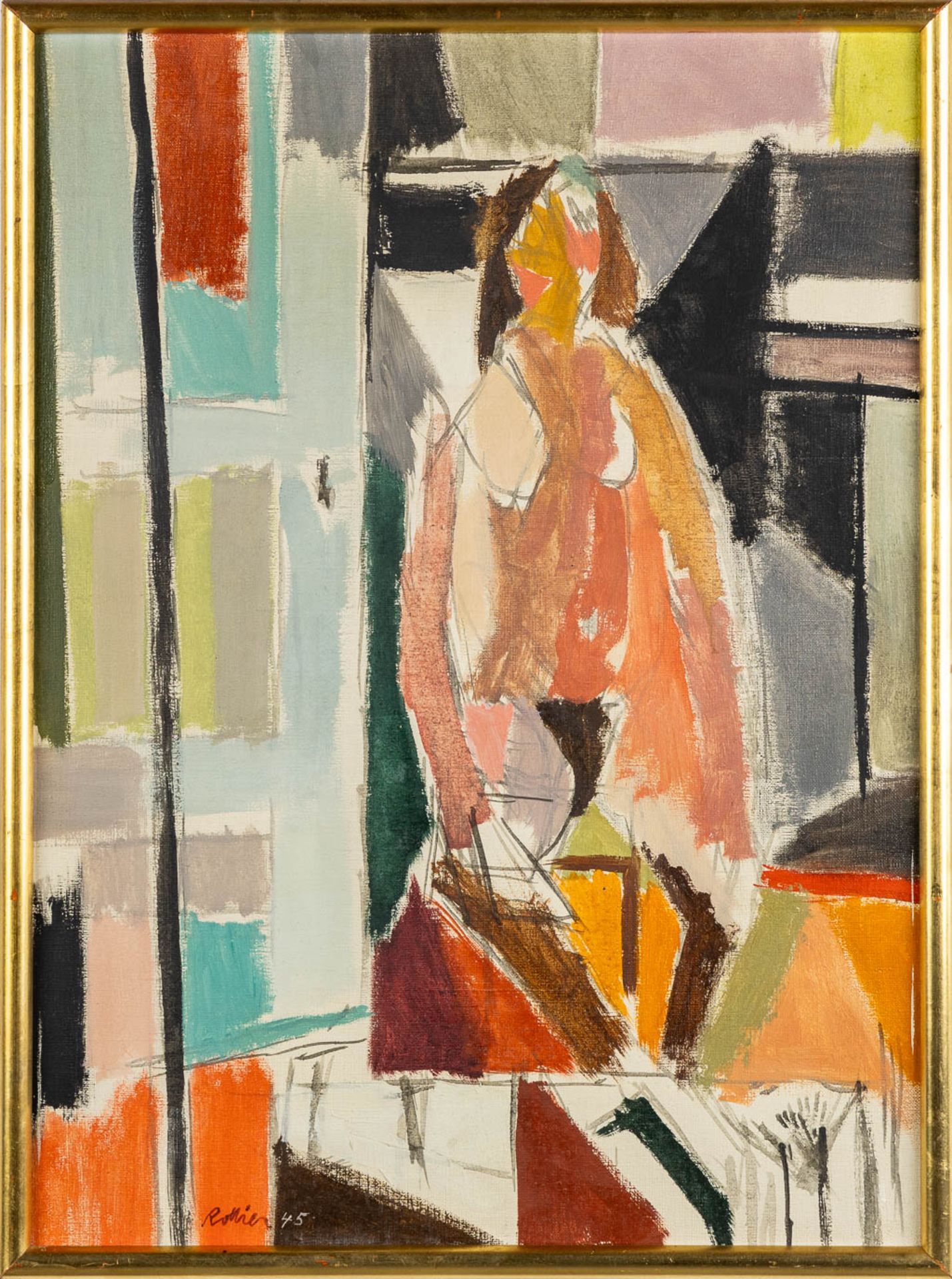 Charles ROLLIER (1912-1968) 'Nu aux bas bruns entre une table et une cheminée' oil on canvas. 1945. - Image 3 of 8