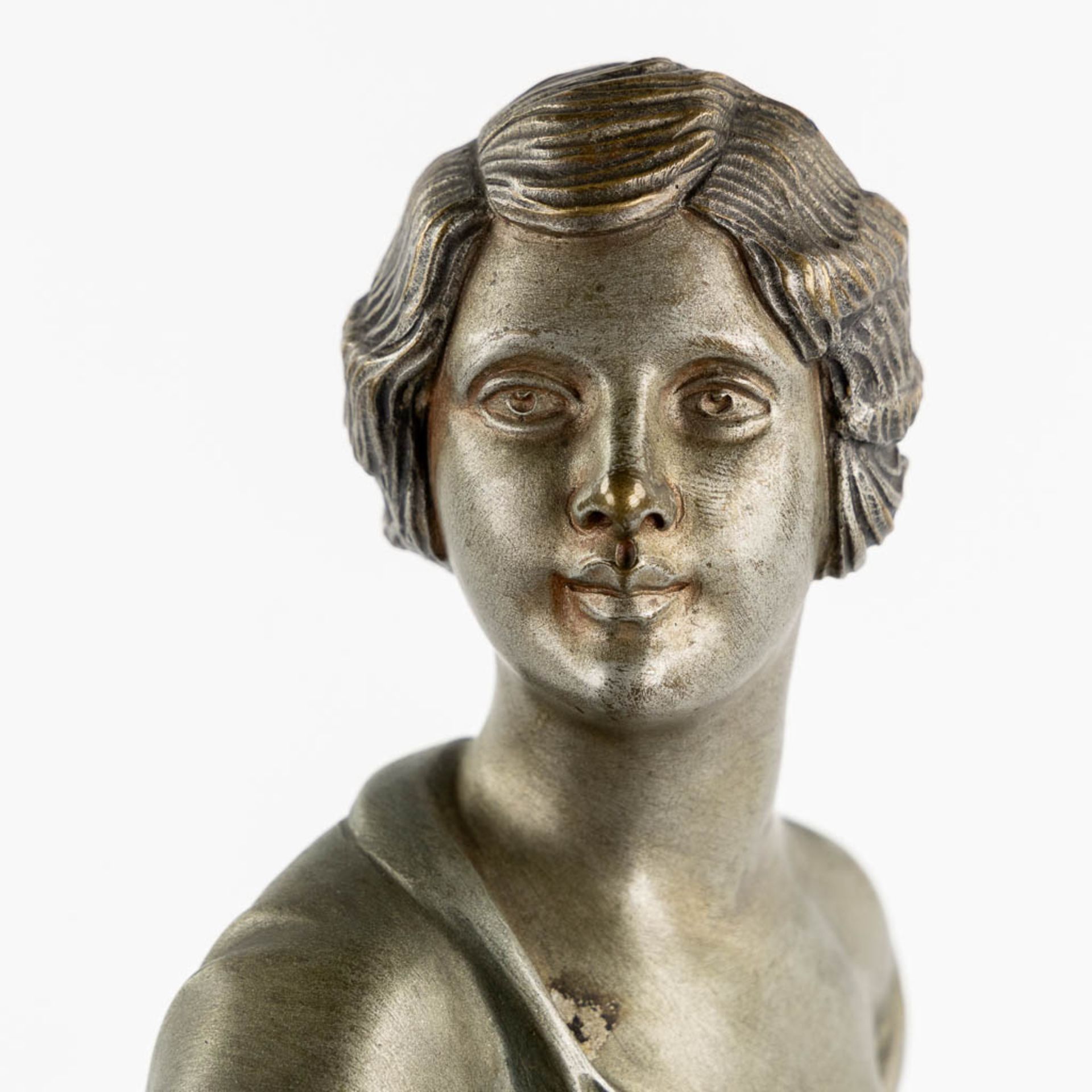 I GALLO (XIX-XX) 'Diana with a Greyhound' patinated bronze on marble. Art Deco. (L:13 x W:49 x H:48 - Bild 7 aus 10
