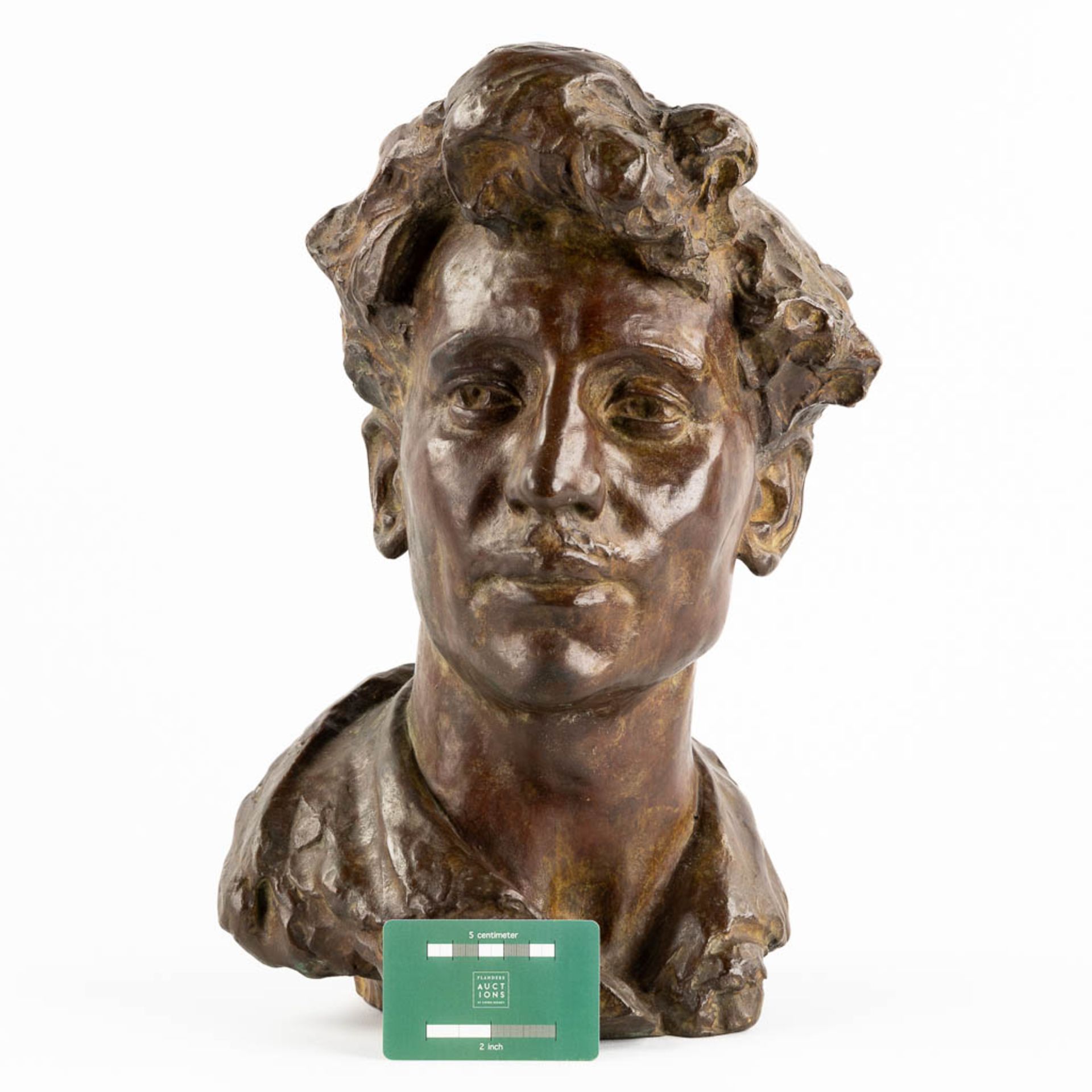 War VAN ASTEN (1888-1958) 'Buste of Alfons Blomme' patinated bronze. (L:27 x W:25 x H:40 cm) - Image 2 of 10
