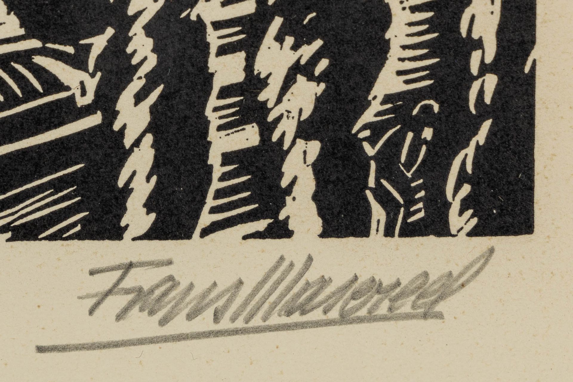 Frans MASEREEL (1889-1972) 'Ere Aan Verhaeren' een houtsnede. 1955. (W:32 x H:45 cm) - Bild 6 aus 8