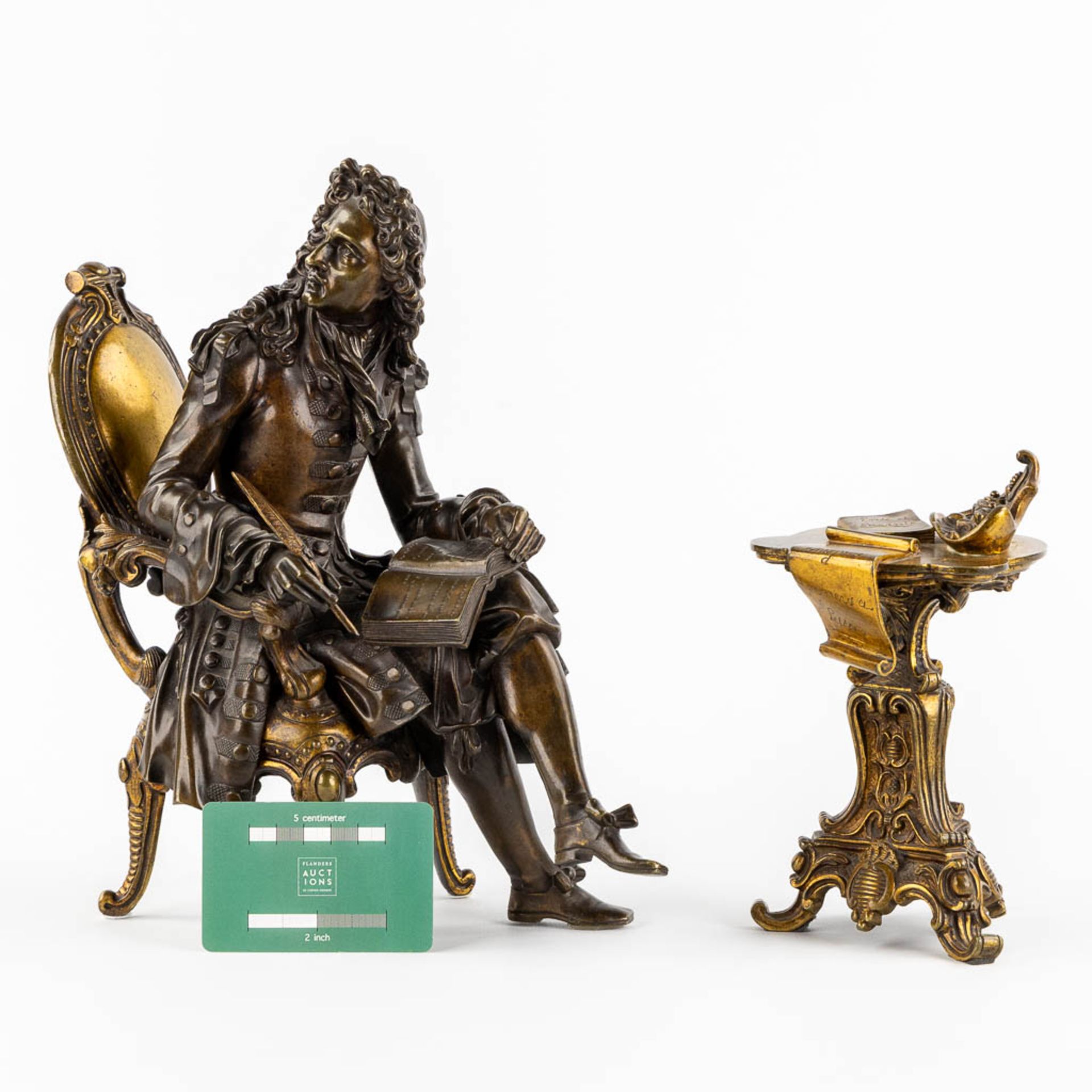 Pascal Collasse, a patinated and gilt bronze figurine. Circa 1900. (L:15 x W:25 x H:29 cm) - Image 2 of 13