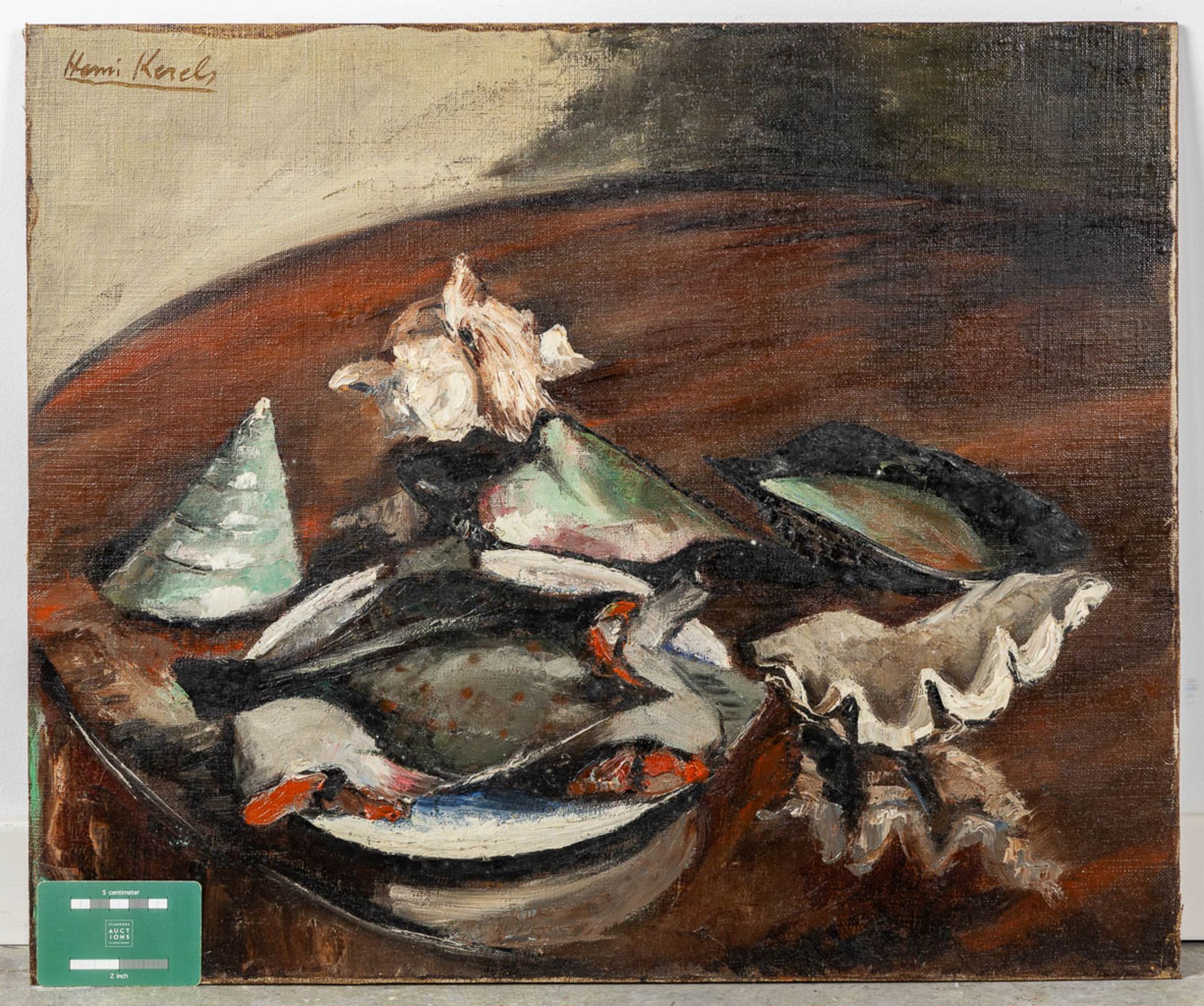 Henri KERELS (1896-1956) 'Still life with Mussles and Flatfish' oil on canvas. (W:60 x H:50 cm) - Image 2 of 6