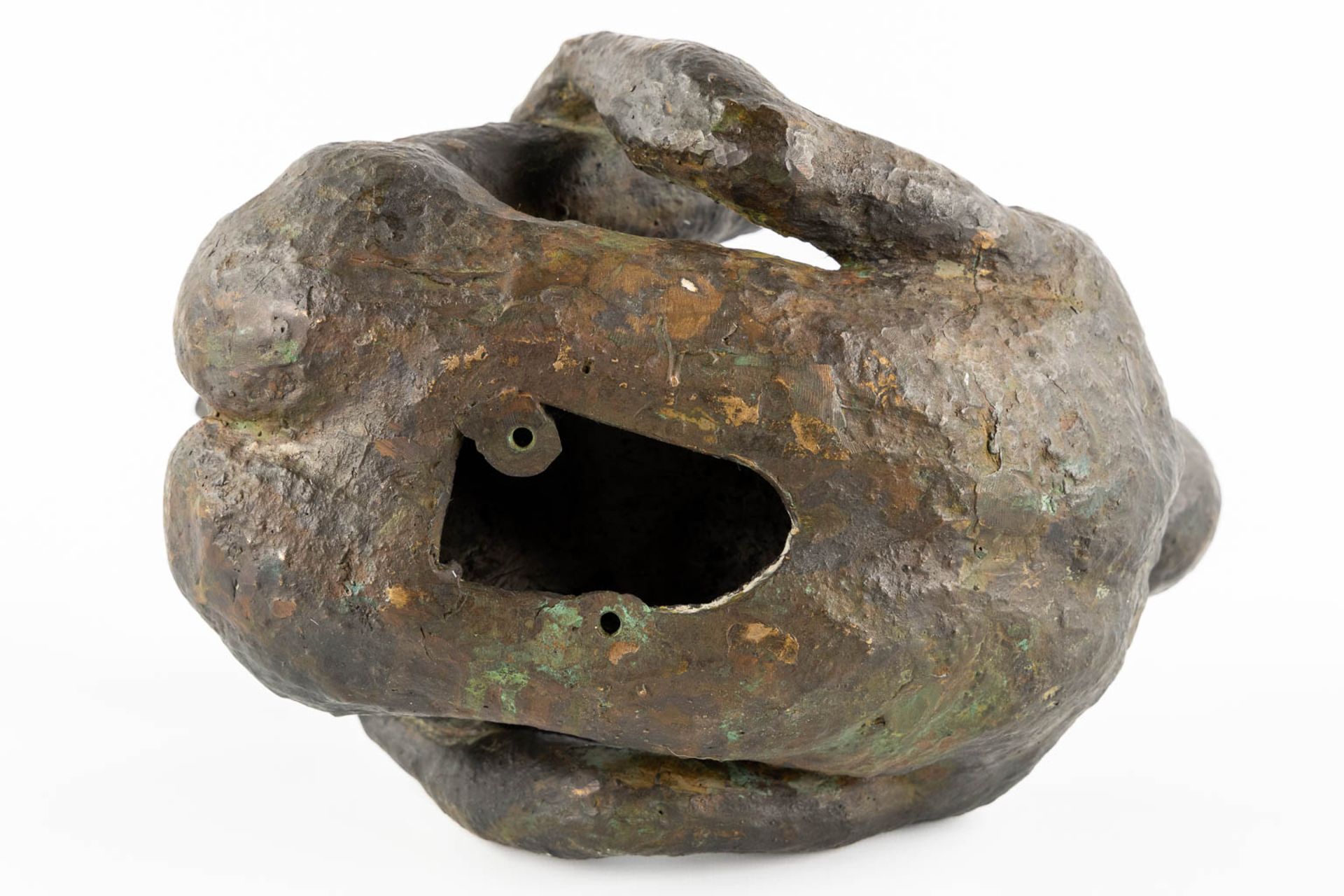 An Exposed Male figure' patinated bronze. (L:22 x W:30 x H:29 cm) - Bild 8 aus 9