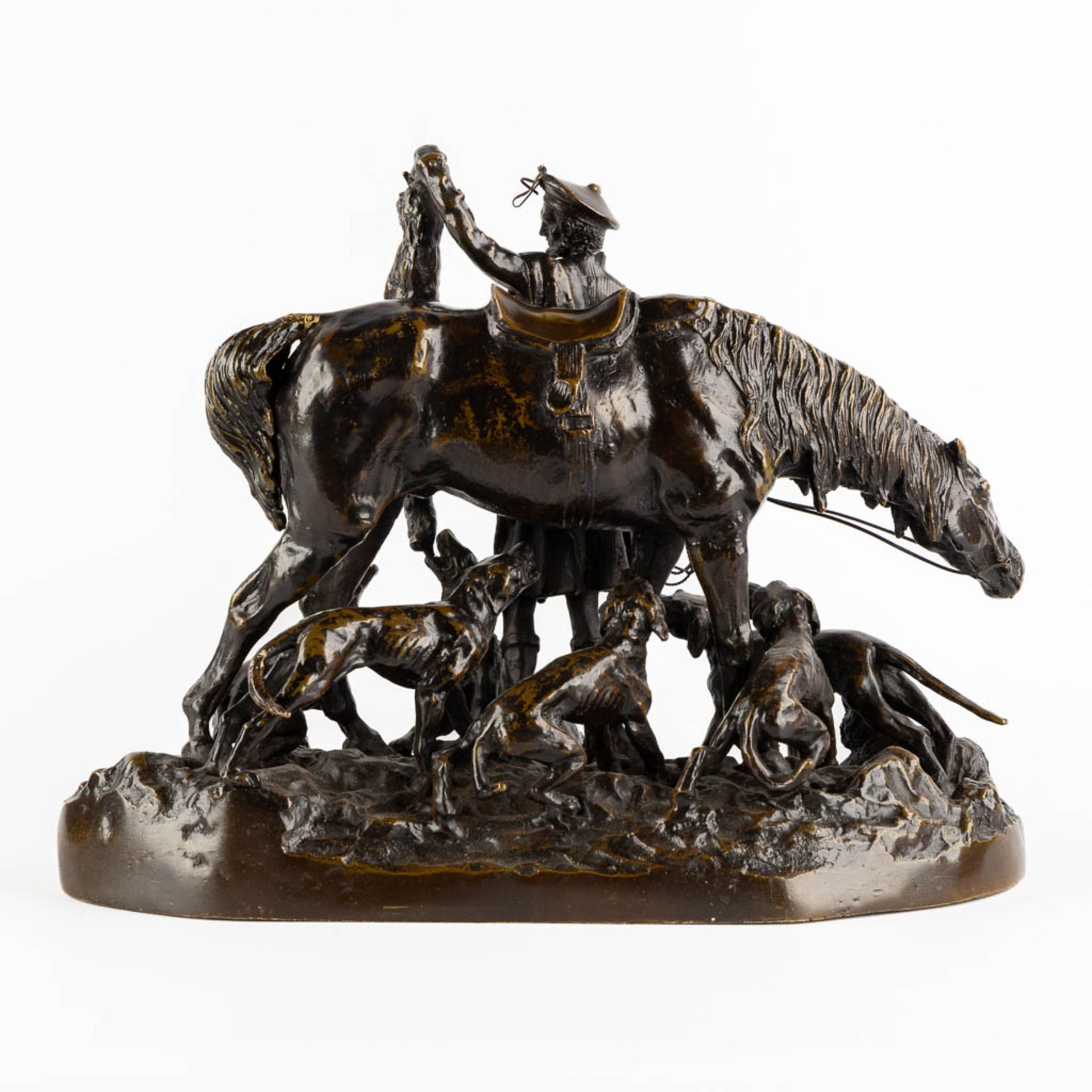 Pierre-Jules MÈNE (1810-1879) 'Hunting Scene with Scottish Figurine' patinated bronze. (L:20 x W:35 - Bild 5 aus 14