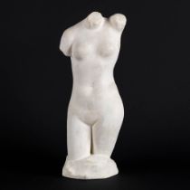 Louis DEJEAN (1872-1953) 'Torso of a lady' patinated plaster. (L:11 x W:13 x H:34 cm)