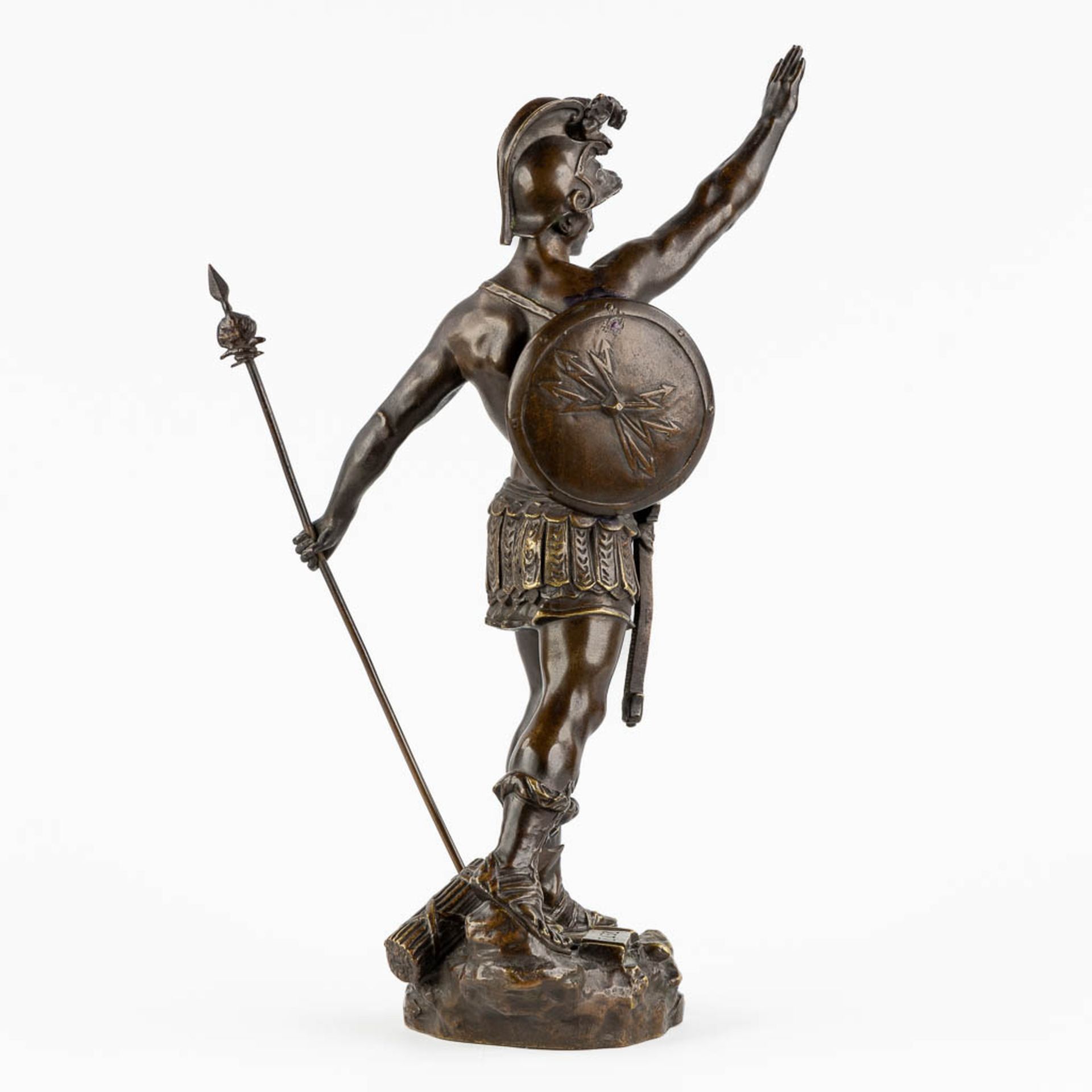 Désiré GRISARD (1872-?) 'Victorious' patinated bronze. (L:14 x W:25 x H:40 cm) - Image 5 of 14