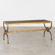 A mid-century side table, gilt wrought-iron. Art Deco. (L:52 x W:122 x H:50 cm)