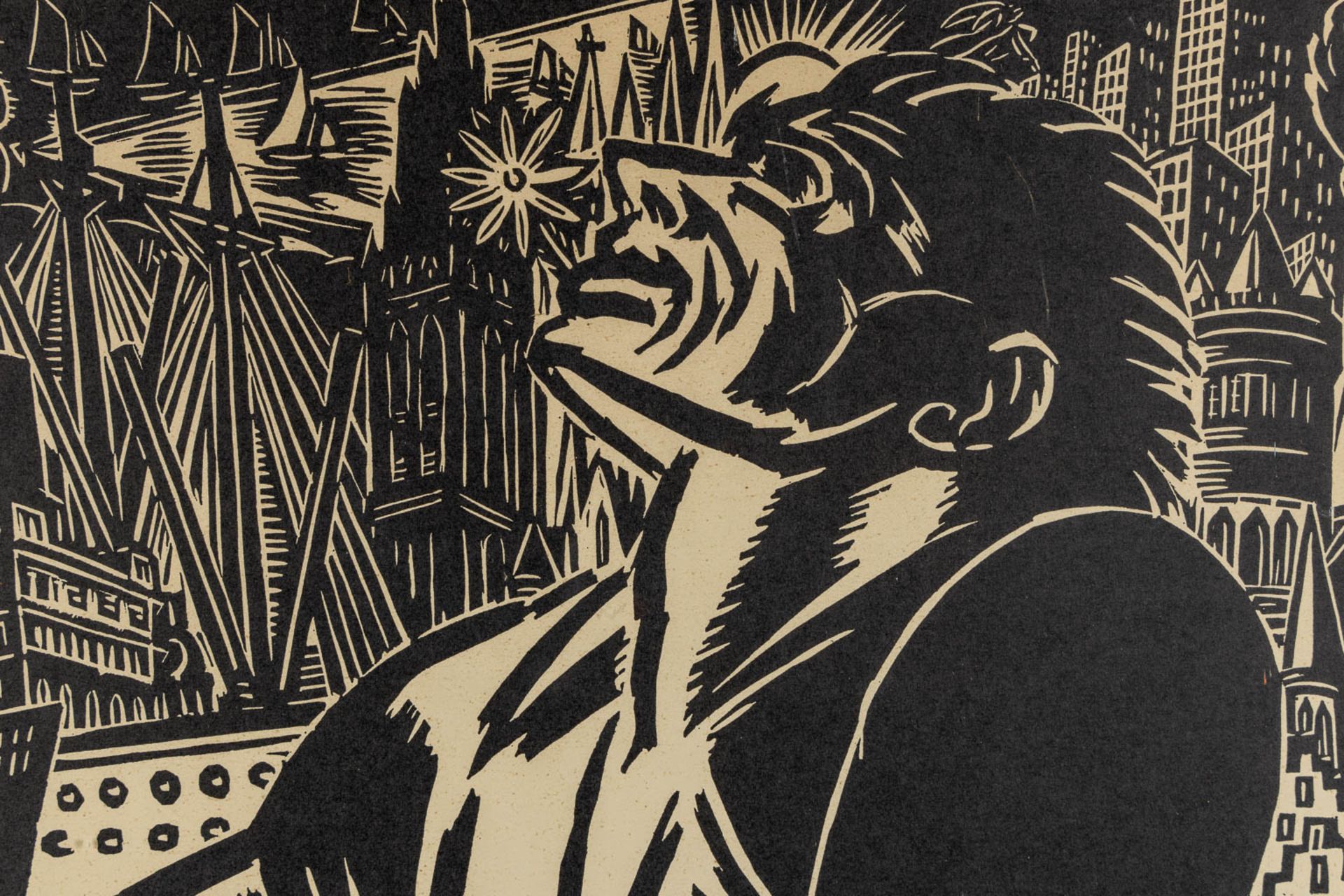 Frans MASEREEL (1889-1972) 'Ere Aan Verhaeren' een houtsnede. 1955. (W:32 x H:45 cm) - Bild 4 aus 8