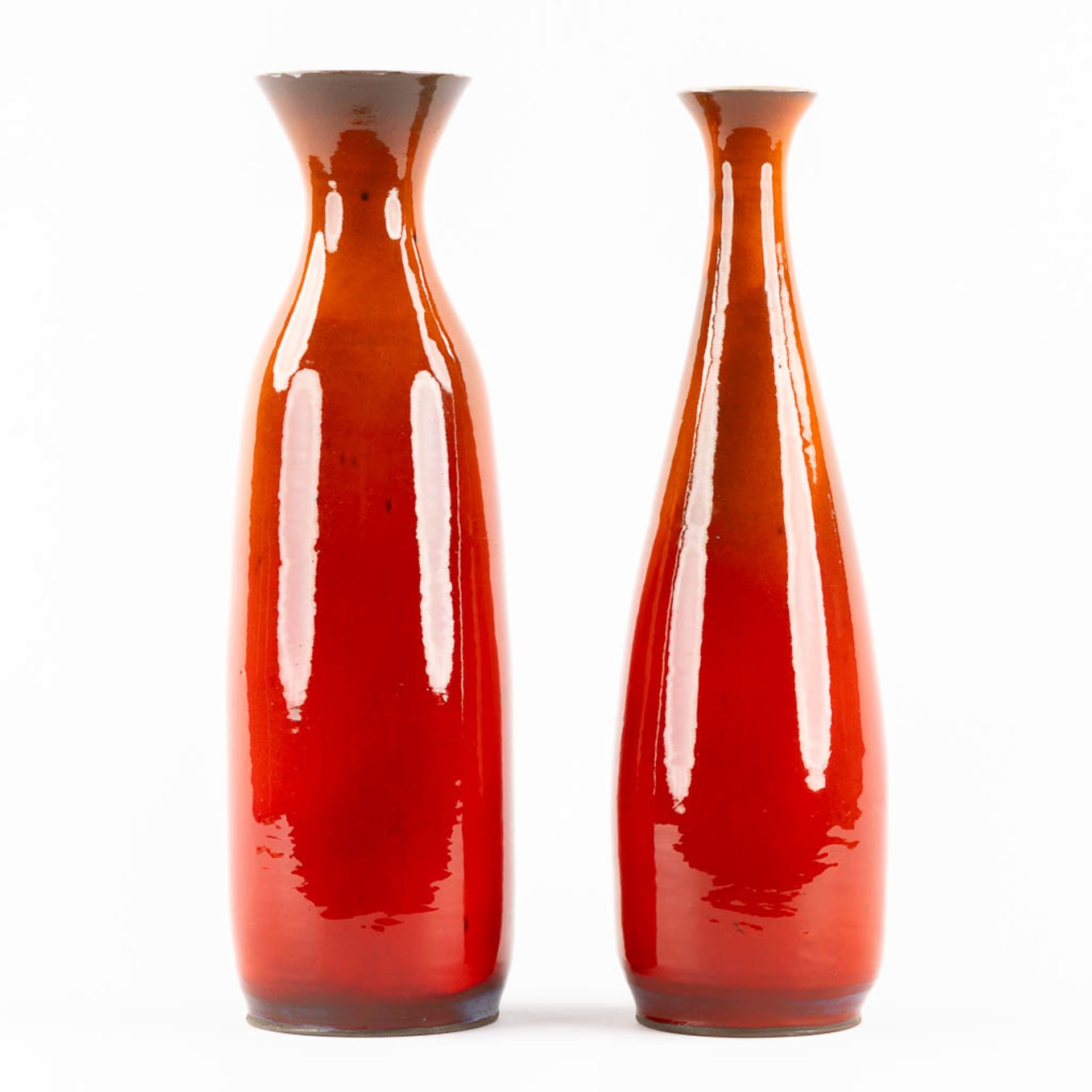 Oswald TIEBERGHIEN (1936) 'Two Vases' glazed ceramics. (H:41 x D:11 cm) - Image 5 of 11